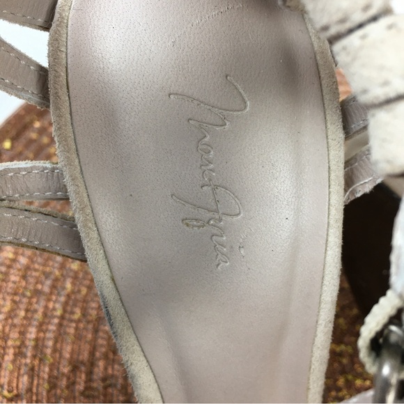 BCBGMaxAzria Runway Soft Off White Sunrise Suede Leather Sandals Size US 8.5 - Picture 2 of 11